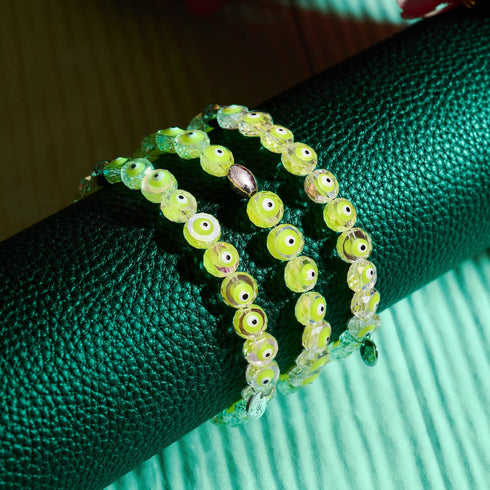 Bracelet mauvais œil en cristal vert | Argent sterling 925